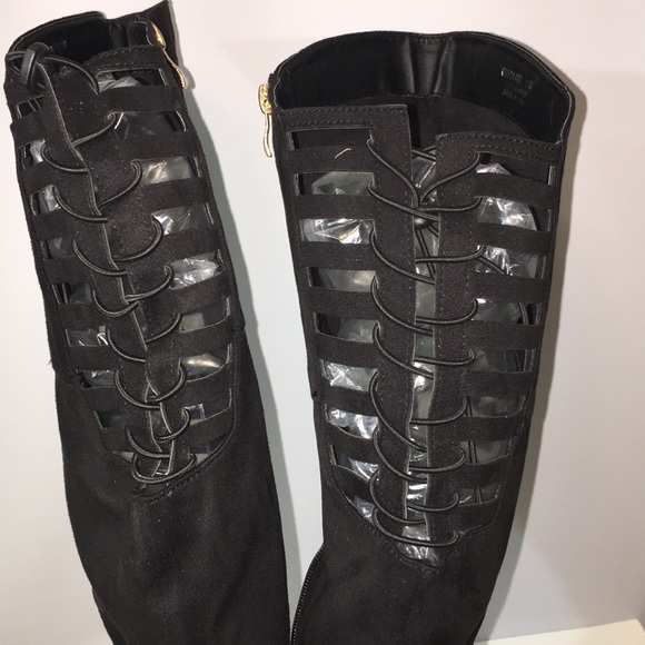 Lane Bryant Black Cutout LaceUp Over Knee Boot - Picture 11 of 13